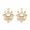 Brass Cubic Zirconia Links connectors, Nickel Free, Flower, Clear, Real 18K Gold Plated, 15x11.5x3.5mm, Hole: 0.8mm