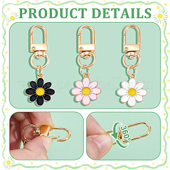 60 шт. 3-х цветная эмалевая подвеска из цинкового сплава с цветочным узором&nbsp;HJEW-TW0001-01