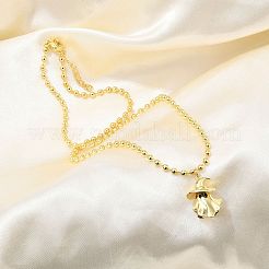 Латунные ожерелья с подвеской в виде привидения на Хэллоуин из черной эмали&nbsp;LS-NJEW-B135-01A-G