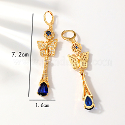 Элегантные серьги-кольца с кисточками из латуни с кубическим цирконием в форме бабочки&nbsp;KG8851