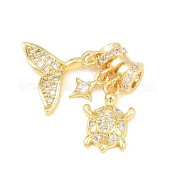 Латунные микропаве прозрачные подвески с фианитом&nbsp;KK-Z151-09G-01