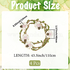 4 шт. полиэстеровые и льняные ленты для соломенной шляпы с цветком из ротанга&nbsp;AJEW-CN0004-40A