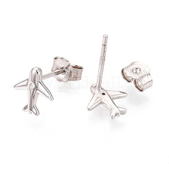 925 серьги-гвоздики в форме самолета из стерлингового серебра с микропаве из прозрачных кубических цирконий&nbsp;STER-N016-84P