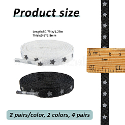 4 пара двухцветных шнурков из полиэстера со звездным узором&nbsp;AJEW-FH0006-80