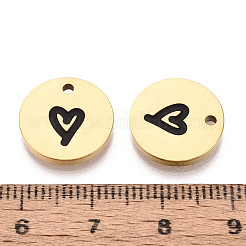 Плоская круглая подвеска в форме сердца из нержавеющей стали 304 с эмалью&nbsp;STAS-T073-11G