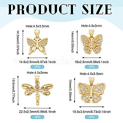 4шт 4 стиля латунные микропаве прозрачные кубические подвески из циркония&nbsp;KK-TA0002-84