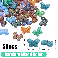 50 шт. стеклянные бусины с эффектом запекания Пикассо&nbsp;GLAA-PA0001-15