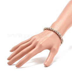 Круглый эластичный браслет из натуральной кунжутной яшмы / киви яшмы из бисера&nbsp;BJEW-JB07873-01