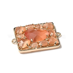 Подвески-коннекторы из латуни с прозрачным кубическим цирконием и кошачьим глазом&nbsp;KK-I276-34G