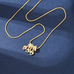 Латунный подвес с разноцветными кубическими цирконами&nbsp;NJEW-D348-03E-G