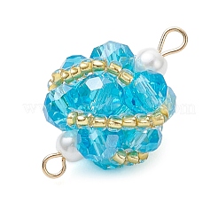 8 шт. 8-х цветные круглые шарообразные звенья из стеклянных бусин&nbsp;PALLOY-MZ00874