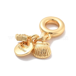 Латунные прозрачные кубические цирконии в форме звезды и ракушки и плоские круглые европейские подвески&nbsp;KK-M305-20G