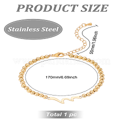 1шт 301 нержавеющая сталь шариковые цепочки браслеты для женщин и мужчин&nbsp;BJEW-LP0001-45G