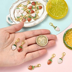 20 шт. 2 стиля подвесных украшений из эмалевого сплава с клубникой&nbsp;HJEW-YW00276