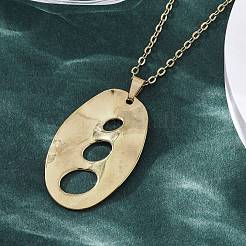 Овальные полые текстурированные подвески из нержавеющей стали 304&nbsp;NJEW-M096-24G