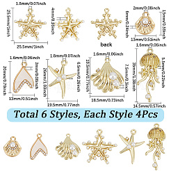 24 шт. 6 стиля подвески из цинкового сплава со стразами&nbsp;FIND-SC0013-88