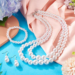 Комплект украшений из бисера имитирующего жемчуга из АБС-пластика&nbsp;SJEW-TAC00004