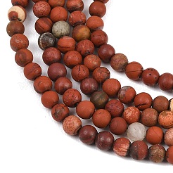 Нити бусин из натуральной матовой красной яшмы&nbsp;G-C270-M01-4mm