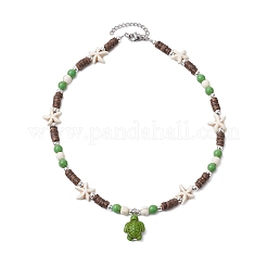 Ожерелья с подвеской в виде черепахи из окрашенной синтетической бирюзы&nbsp;NJEW-JN05059