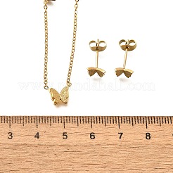 Комплект из ожерелий и сережек-гвоздиков из нержавеющей стали 304 в форме бабочки для женщин&nbsp;SJEW-C007-07G