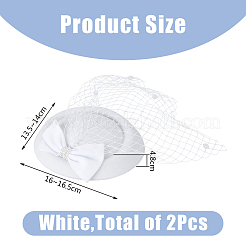Шляпа-таблетка с бантом из шерсти и фетра с железными заколками для волос из кожи аллигатора&nbsp;LS-MRMJ-WH0077-113A