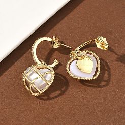 Серьги-гвоздики с цирконом из латуни&nbsp;EJEW-C181-01G