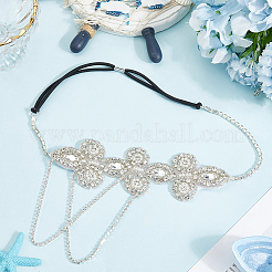 Цветок полиэстер стразы и сплав пластика жемчуг кисточка цепочка аксессуары для волос&nbsp;OHAR-WH20020-02S