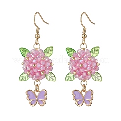 Серьги-подвески в виде цветка и бабочки из нержавеющей стали 304&nbsp;EJEW-MZ00455-05