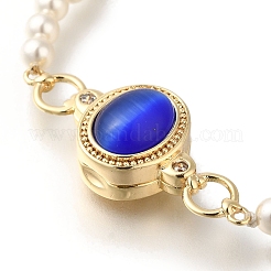 Магнитные застежки из латуни с микропейвом и прозрачным кубическим цирконием&nbsp;KK-H480-44G