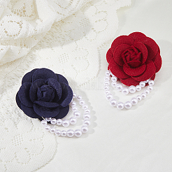 2шт брошь-цветок из ткани 2 цветов&nbsp;JEWB-FH0001-61B