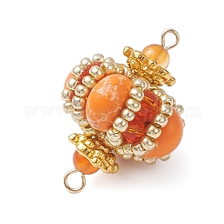 Подвески-соединители в форме ромба из окрашенной синтетической императорской яшмы и стеклянных бусин ручной работы&nbsp;PALLOY-MZ00960-06