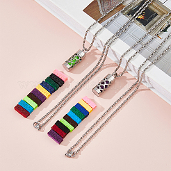 Ожерелья с подвеской в виде полой колонны из хирургической нержавеющей стали 316 в виде коробчатой цепи&nbsp;NJEW-FH0001-21B-03