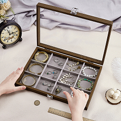 12 решетчатые деревянные презентационные коробки со стеклянными окнами&nbsp;ODIS-WH0086-098