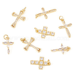 8 шт. 4 стиля латунные подвески с микропаве и кубическим цирконием&nbsp;KK-TA0002-91