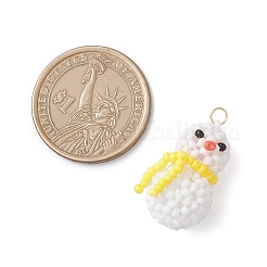 Подвески-снеговики из стеклянных бусин&nbsp;PALLOY-MZ01007-03