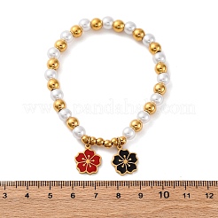 201 браслет из нержавеющей стали с круглыми бусинами&nbsp;BJEW-C090-03G-C