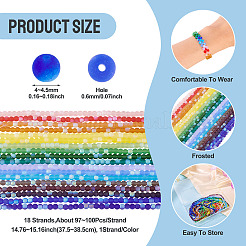 18 нити 18-х цветных матовых непрозрачных стеклянных бусин&nbsp;GLAA-TA0003-40