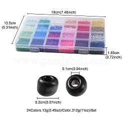 312 г 24 цвета 12/0 стеклянных бисера с краской для выпечки&nbsp;SEED-YW0002-15