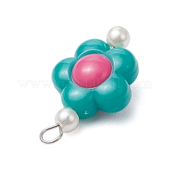 Двухцветные непрозрачные акриловые бусины с подвесками в виде штифтов с плоской головкой из нержавеющей стали 304&nbsp;PALLOY-JF03483-02