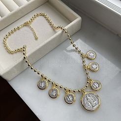 Религия плоский круглый с узором святого Бенедикта латунные подвески ожерелья для женщин&nbsp;FS-WG05AEE-01