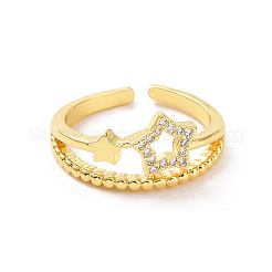 Прозрачное кубическое циркониевое кольцо-манжета с выдолбленной звездой&nbsp;RJEW-H127-33G