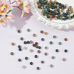 2 нити круглых бусин из натурального индийского агата&nbsp;G-AN0001-03