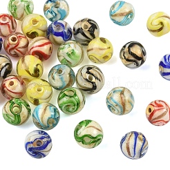 30шт 6 цвета ручной работы золотой песок бусины лэмпворк&nbsp;LAMP-YW0004-21