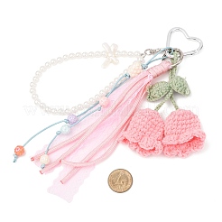 Подвеска ручной работы из хлопковой пряжи с ландышами&nbsp;HJEW-JM04387-04