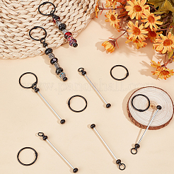 8шт. железные брелки для ключей с бусинами&nbsp;DIY-SC0028-27B