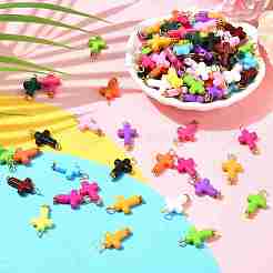 130шт. 13-х цветные акриловые крестики-подвески&nbsp;PALLOY-YW031