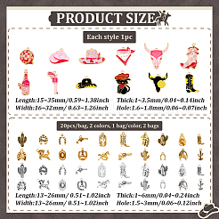 52 шт. подвески из эмалевого сплава с легким золотым покрытием в стиле ковбоев на западе&nbsp;ENAM-PH0003-22