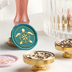 Латунная восковая печать штамп с ручкой&nbsp;AJEW-WH0184-1090