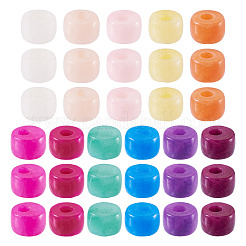 55 шт. 11-цветные бусины из натурального белого нефрита&nbsp;G-TA0002-74