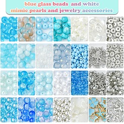 Наборы для изготовления браслетов из круглых стеклянных и пластиковых бусин своими руками&nbsp;DIY-FS0007-56A